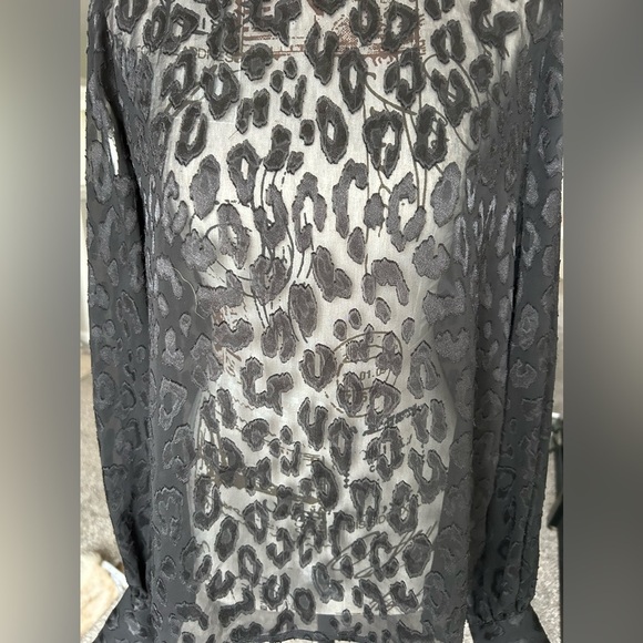 EXPRESS women’s sheer animal print blouse with dramatic sleeves size small - Picture 2 of 12